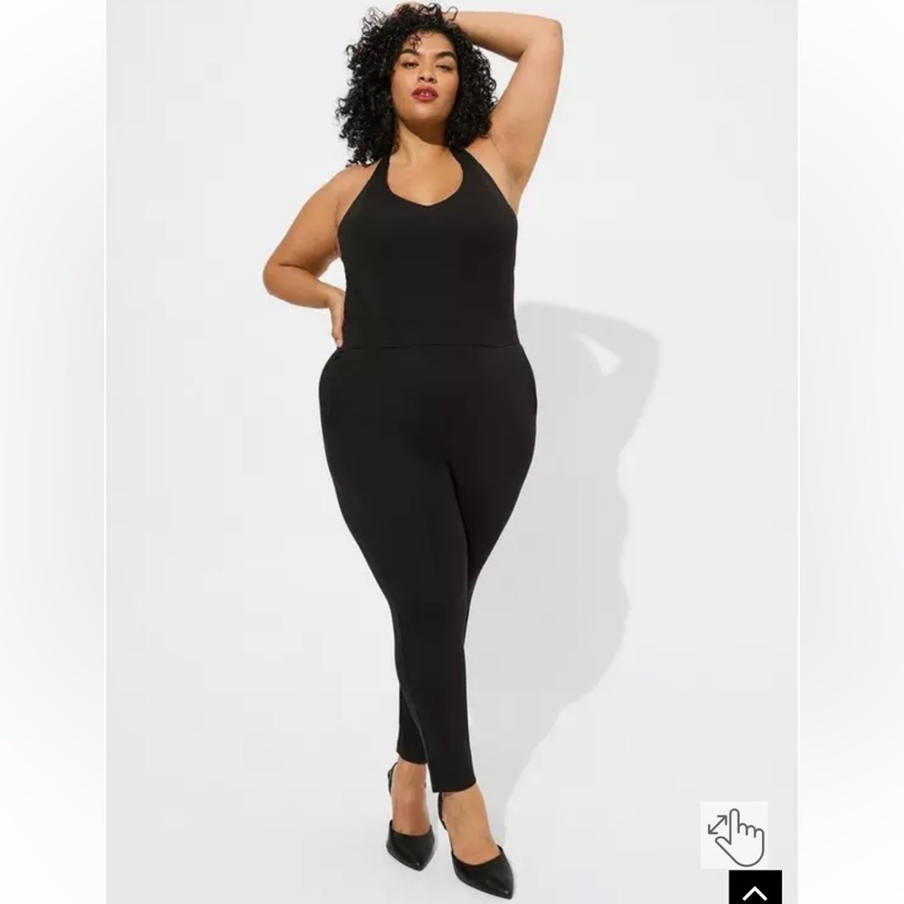 NWT Marilyn Monroe Halter Tapered Black Jumpsuit Romper Size 1X (14-16)